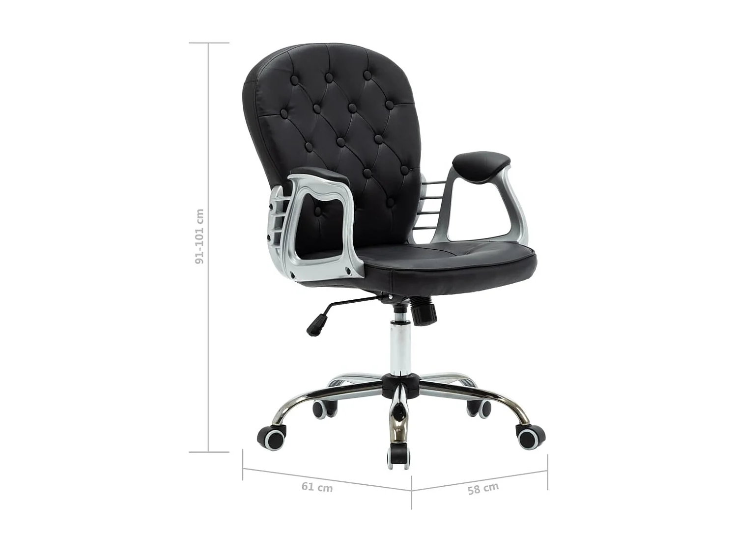 Chaise de bureau pivotante Noir Similicuir