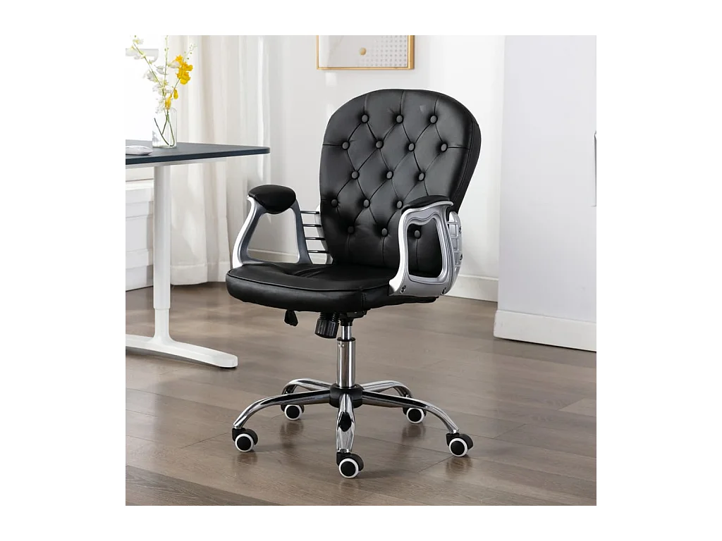 Chaise de bureau pivotante Noir Similicuir