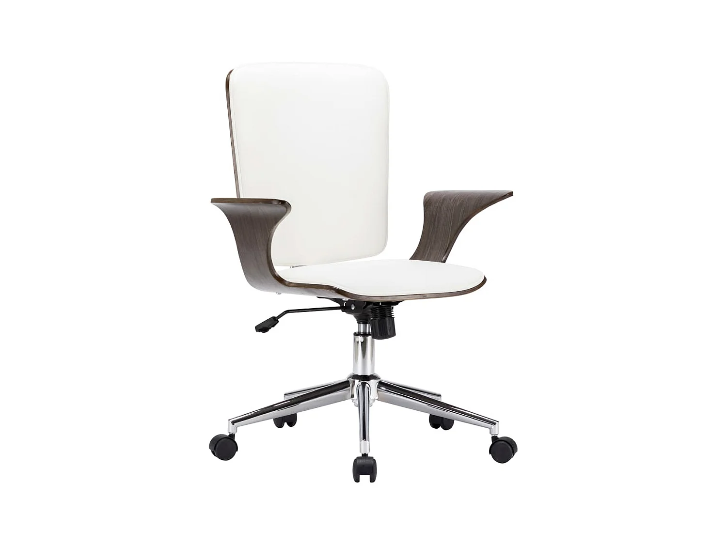 Chaise pivotante de bureau Blanc Similicuir et bois courbé
