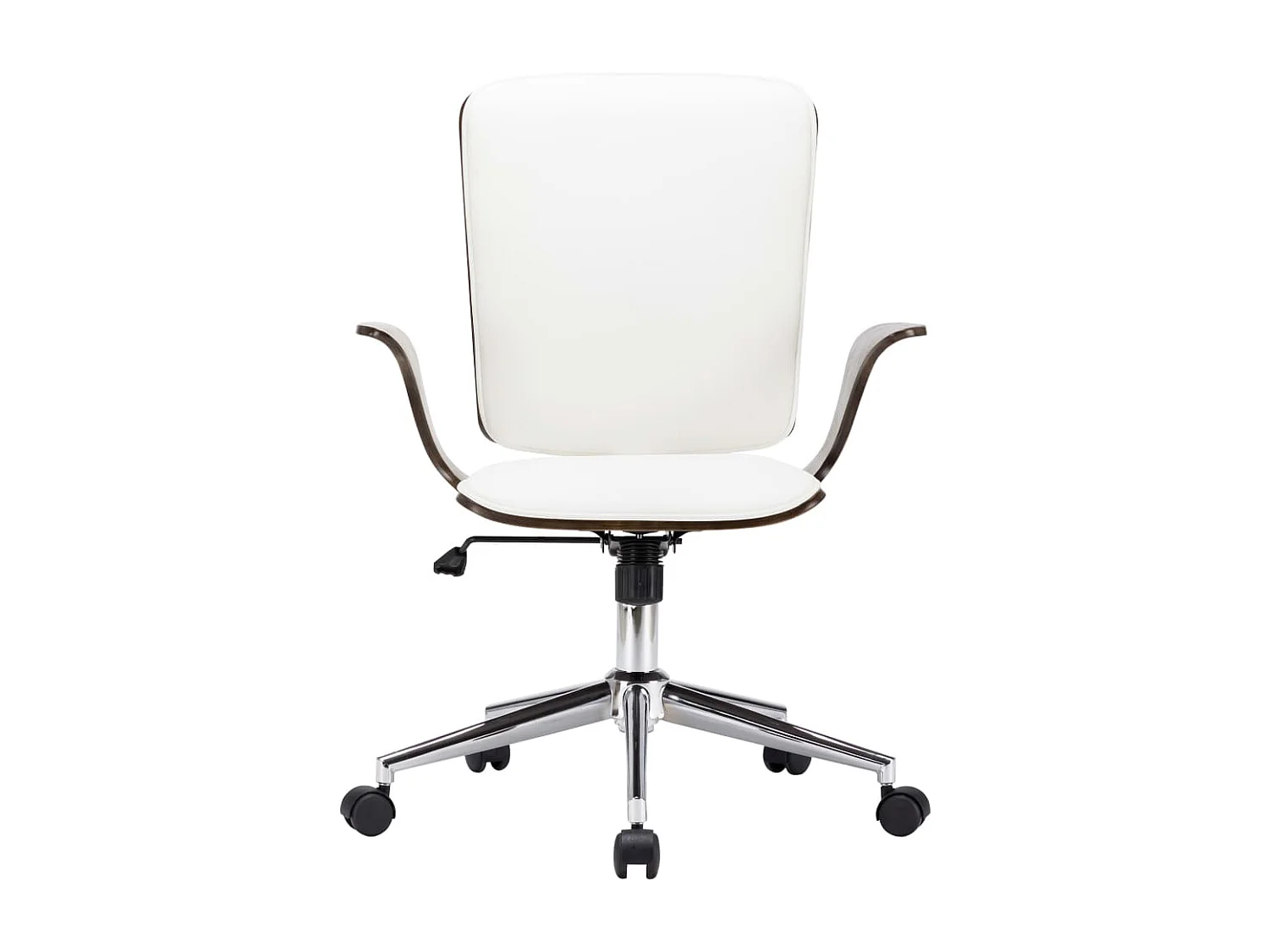 Chaise pivotante de bureau Blanc Similicuir et bois courbé