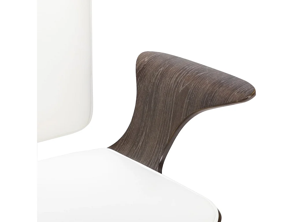 Chaise pivotante de bureau Blanc Similicuir et bois courbé