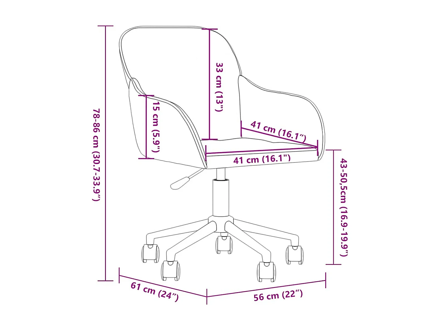 Chaise pivotante de bureau Gris foncé Velours