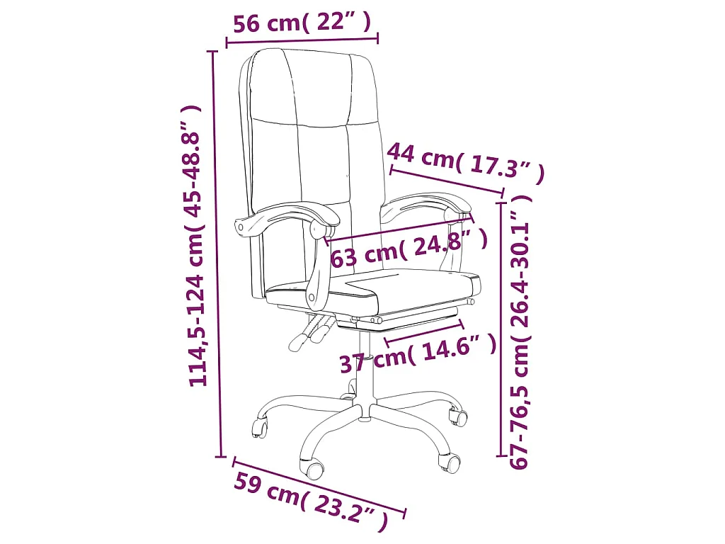 Kantoorstoel verstelbaar kunstleer zwart