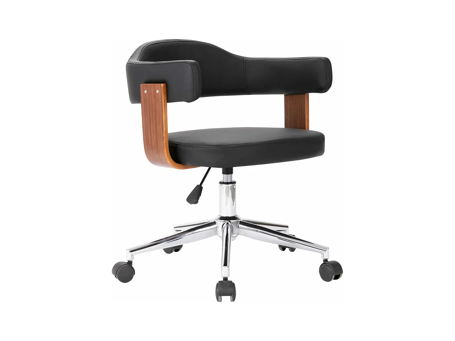 Chaise pivotante de bureau Noir Bois courbé et similicuir