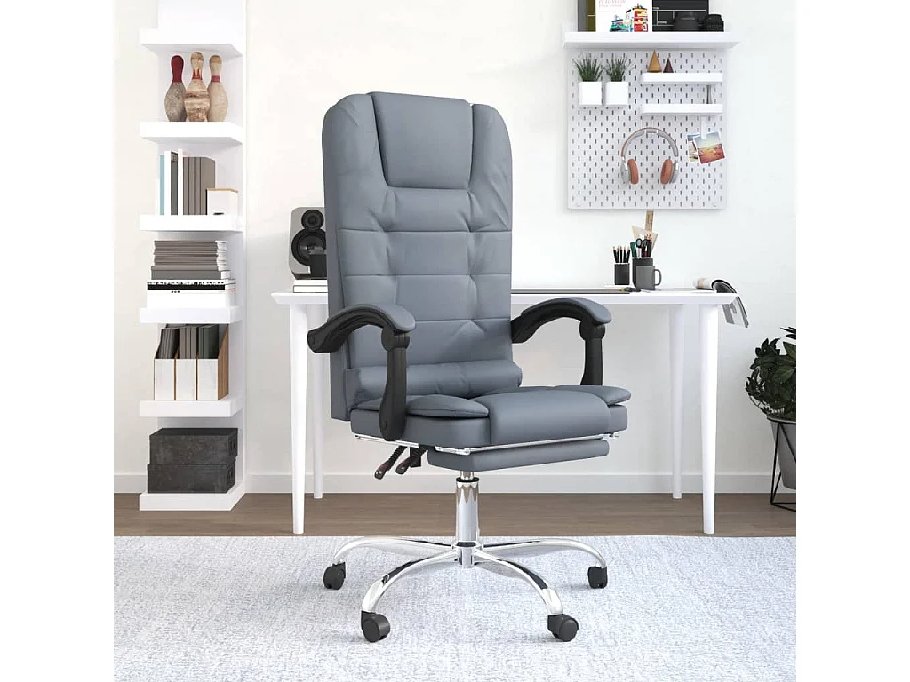 Fauteuil de massage inclinable de bureau Gris foncé Velours