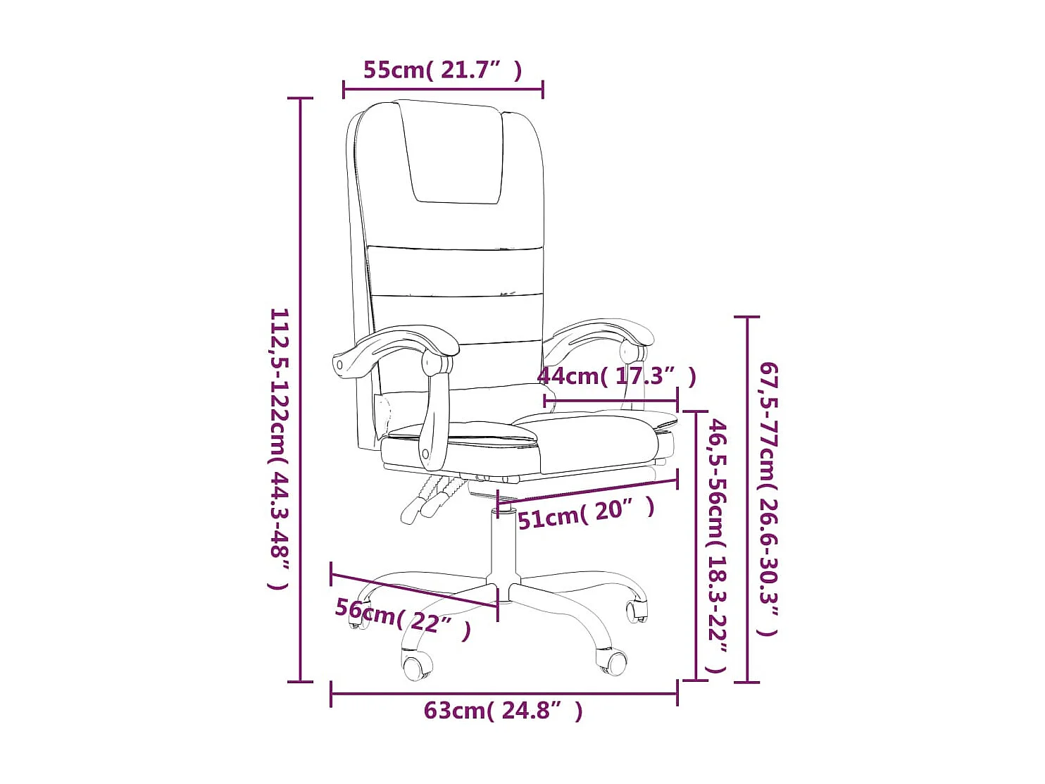 Fauteuil de massage inclinable de bureau Gris foncé Velours