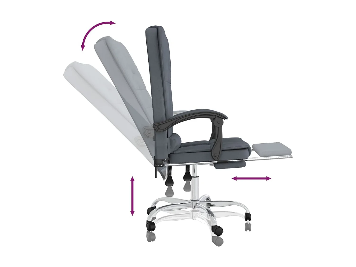 Fauteuil de massage inclinable de bureau Gris foncé Velours