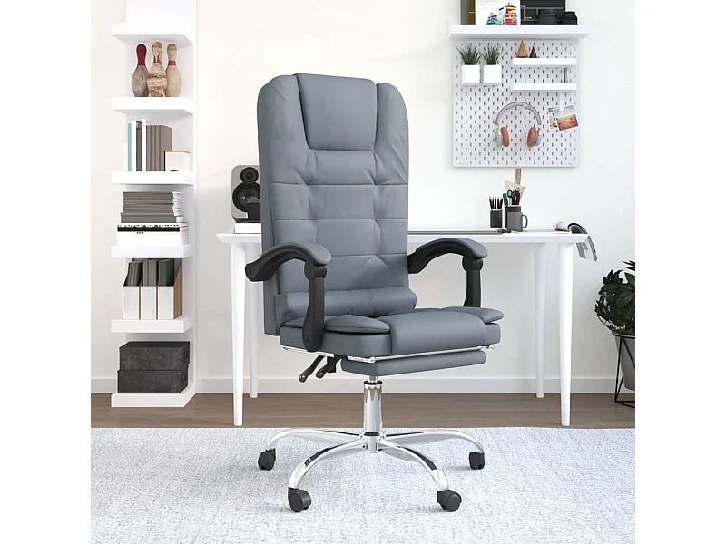 Fauteuil de massage inclinable de bureau Gris foncé Velours