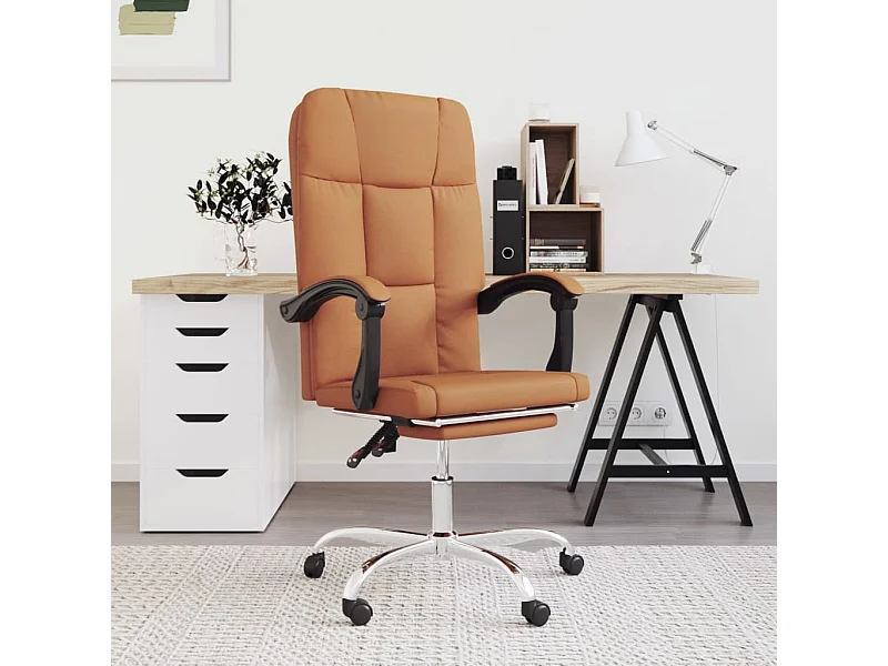 Bürostuhl mit Liegefunktion Braun Kunstleder