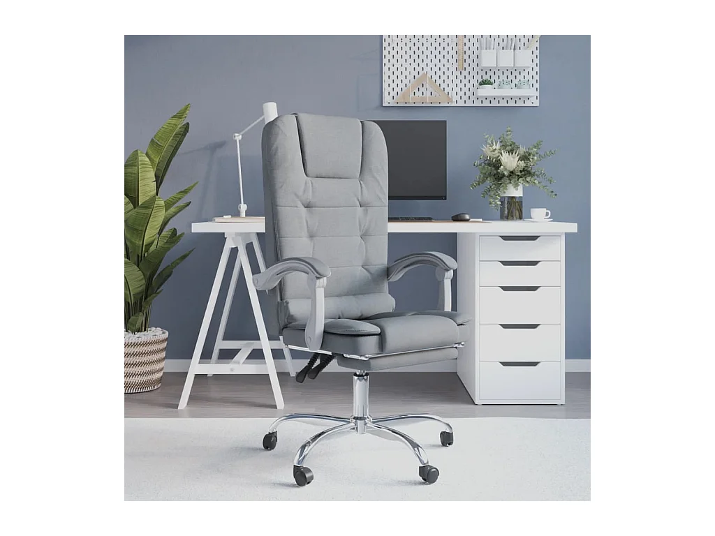 Fauteuil de massage inclinable de bureau Gris clair Tissu