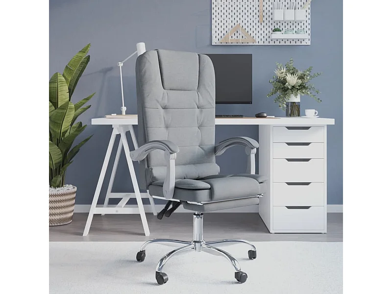 Fauteuil de massage inclinable de bureau Gris clair Tissu