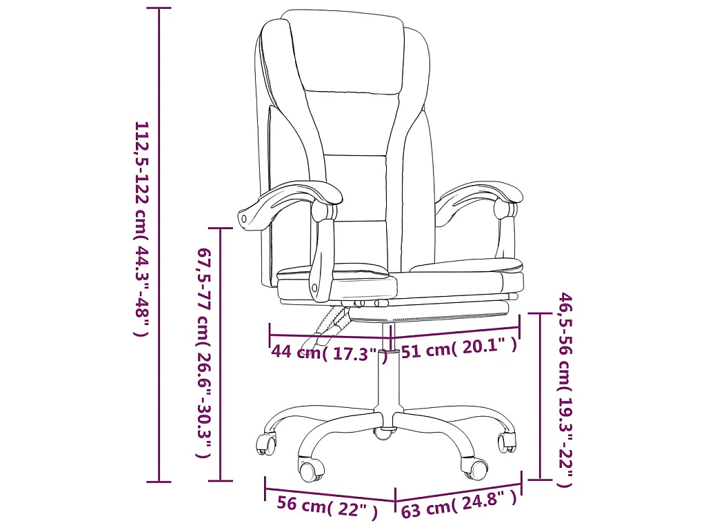 Poltrona da Ufficio Reclinabile Marrone in Similpelle