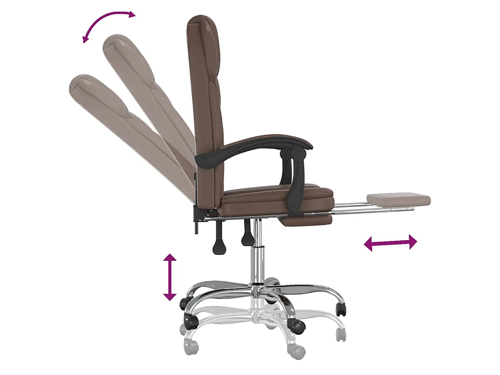 Poltrona da Ufficio Reclinabile Marrone in Similpelle