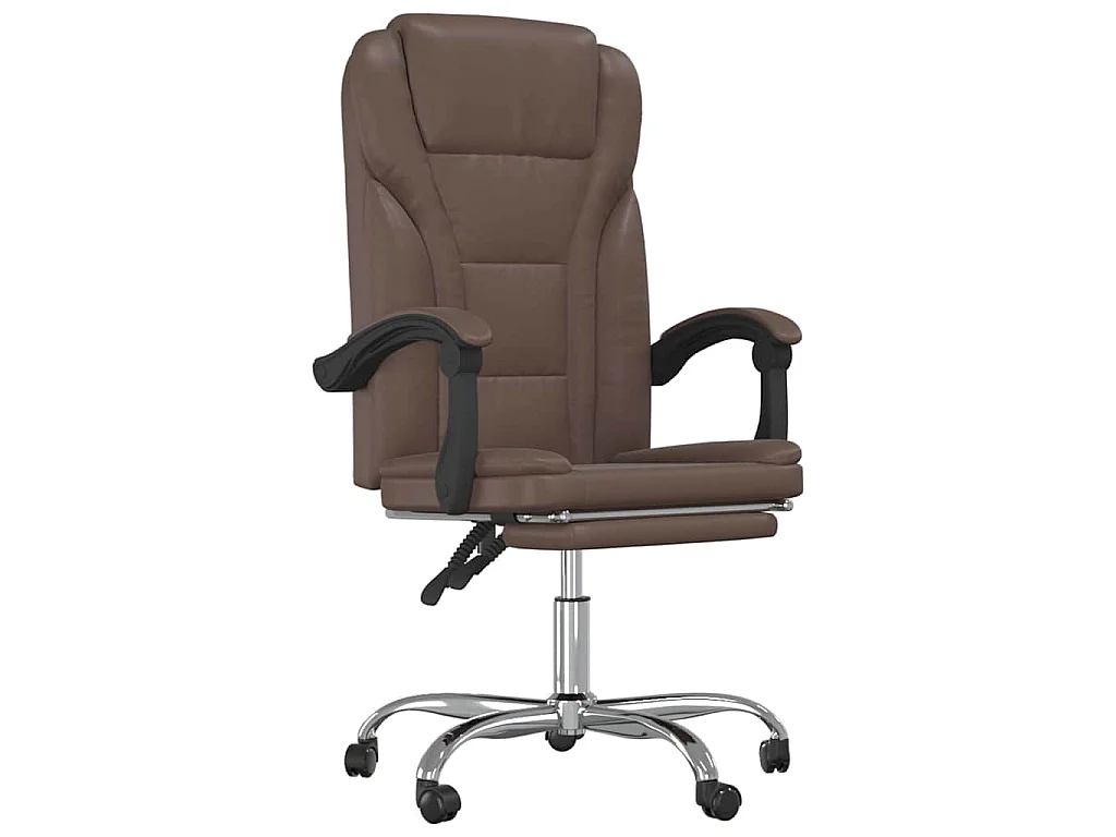 Cadeira de escritório reclinável couro artificial castanho