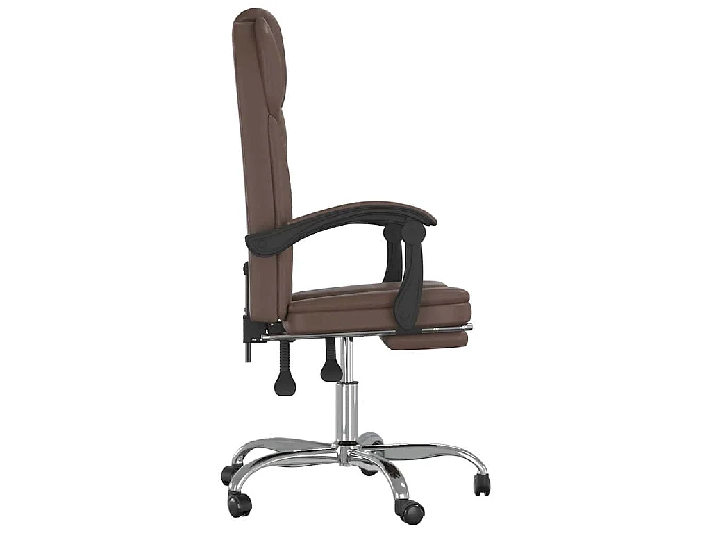 Cadeira de escritório reclinável couro artificial castanho
