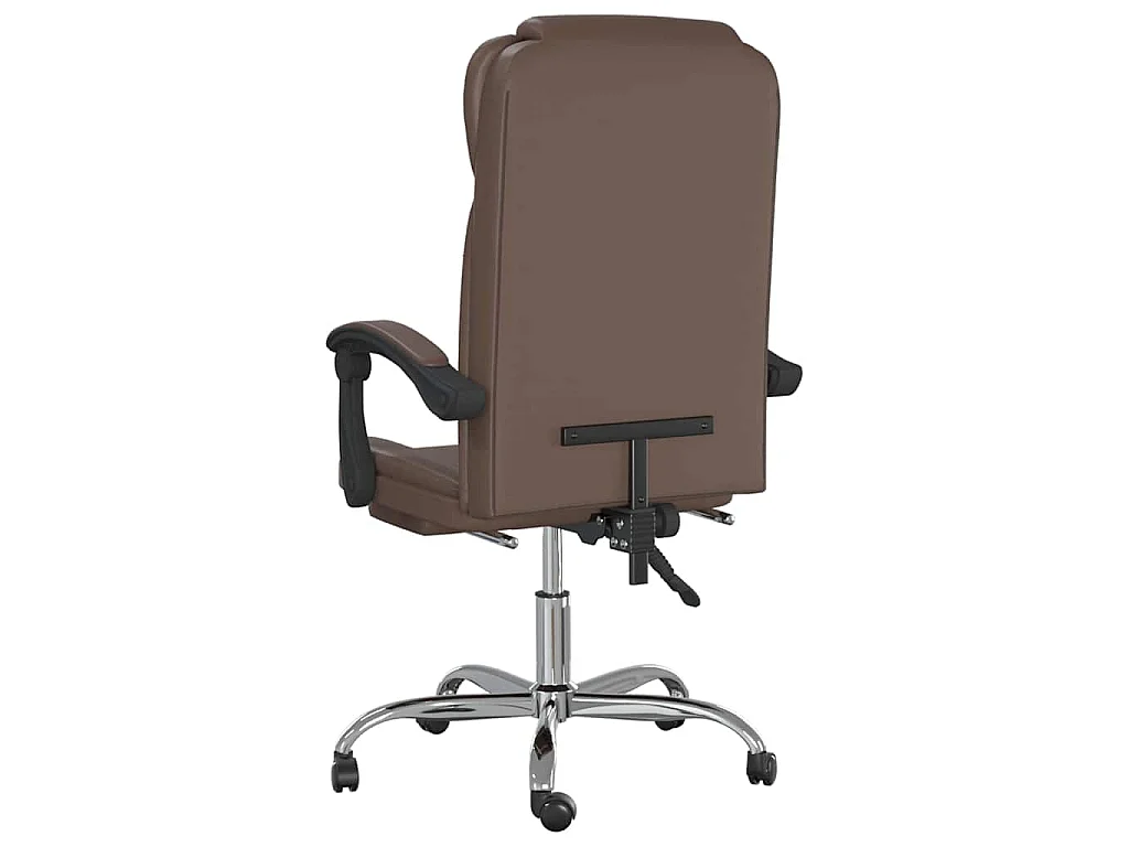 Cadeira de escritório reclinável couro artificial castanho