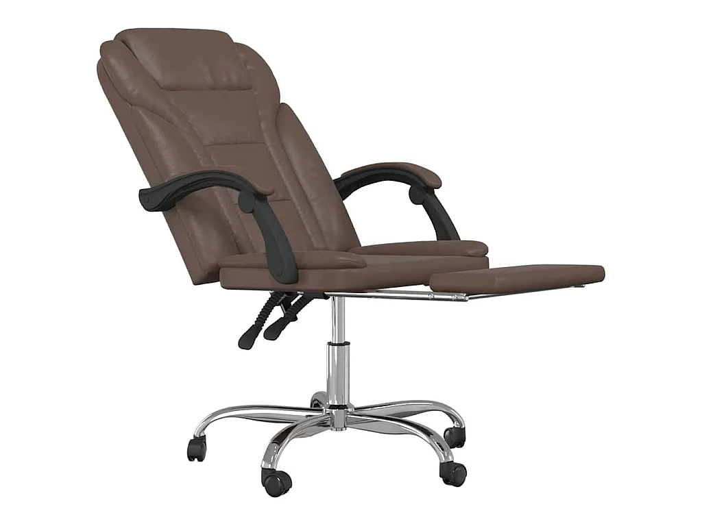 Cadeira de escritório reclinável couro artificial castanho