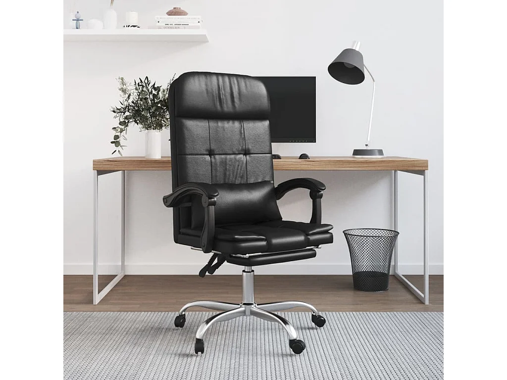Fauteuil de massage inclinable de bureau Noir Similicuir