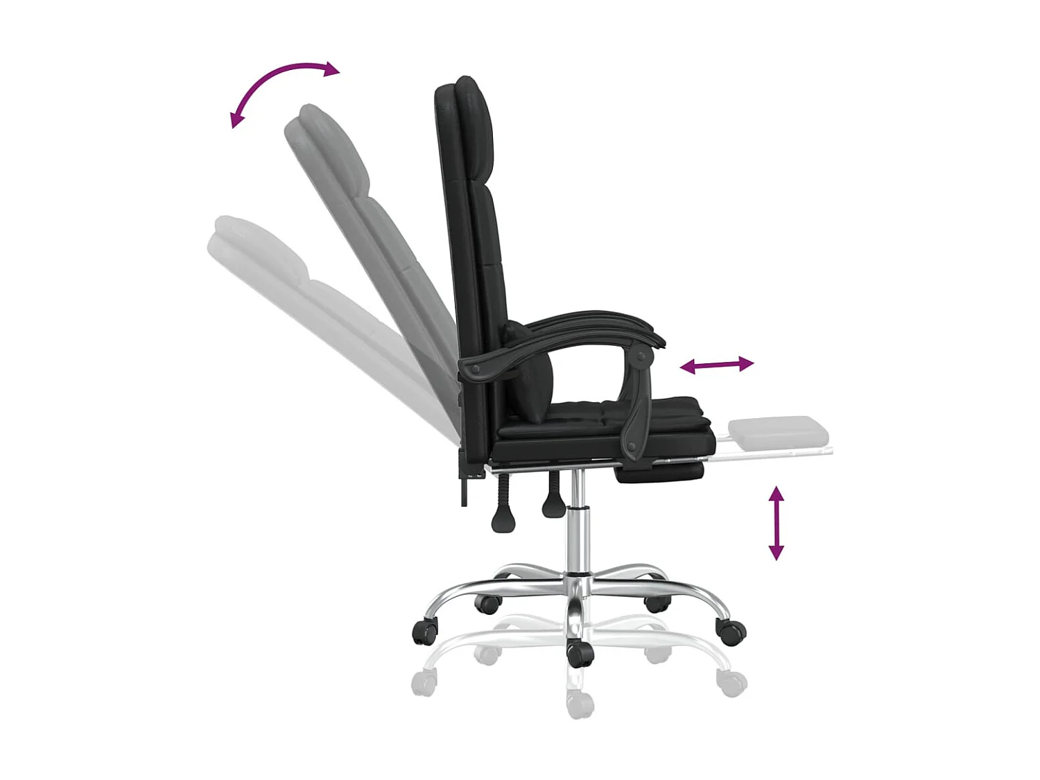 Fauteuil de massage inclinable de bureau Noir Similicuir