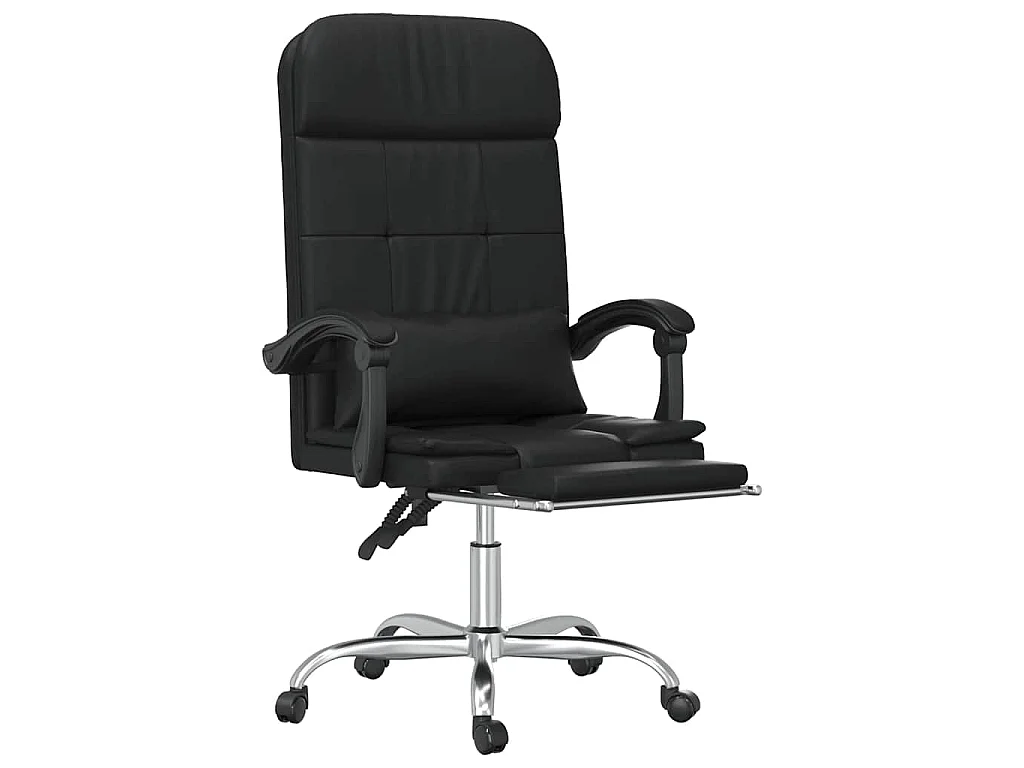Cadeira escritório massagens reclinável couro artificial preto