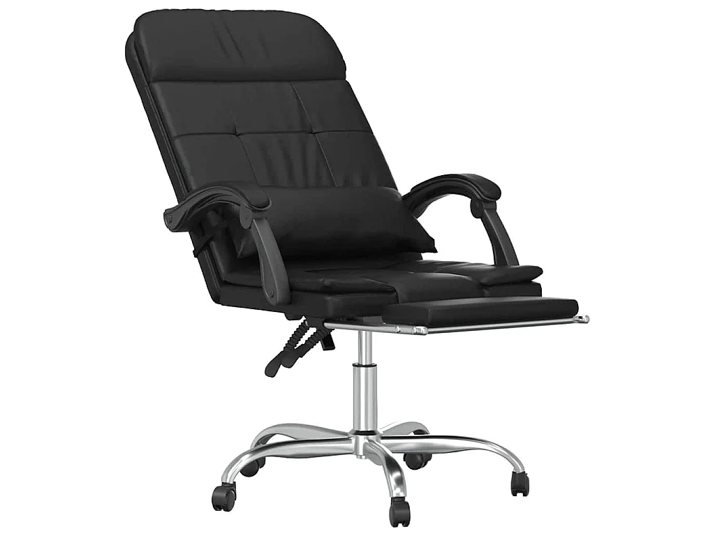 Cadeira escritório massagens reclinável couro artificial preto