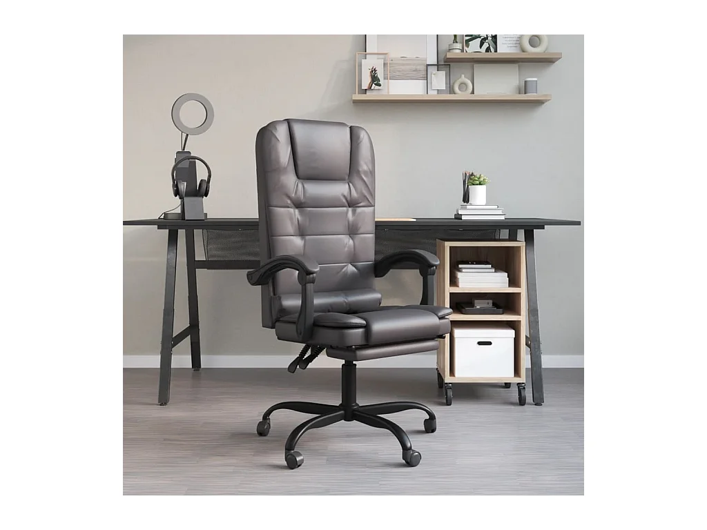 Fauteuil de massage inclinable de bureau Gris Similicuir