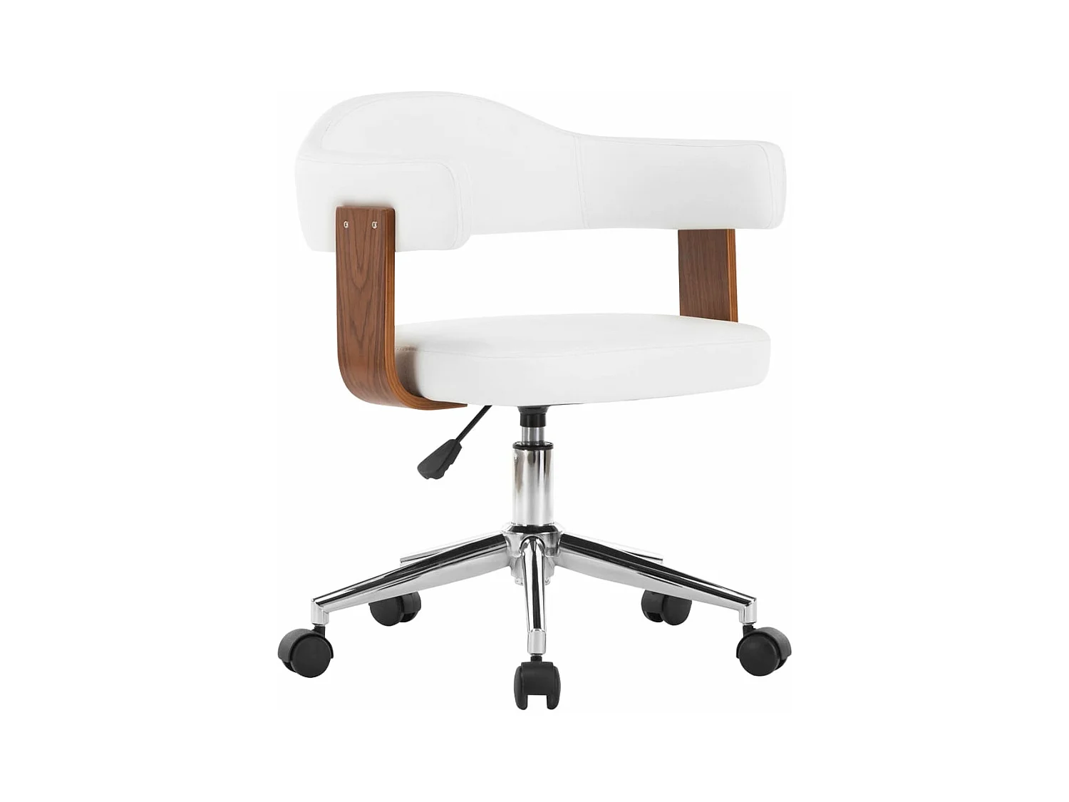 Chaise pivotante de bureau Blanc Bois courbé et similicuir