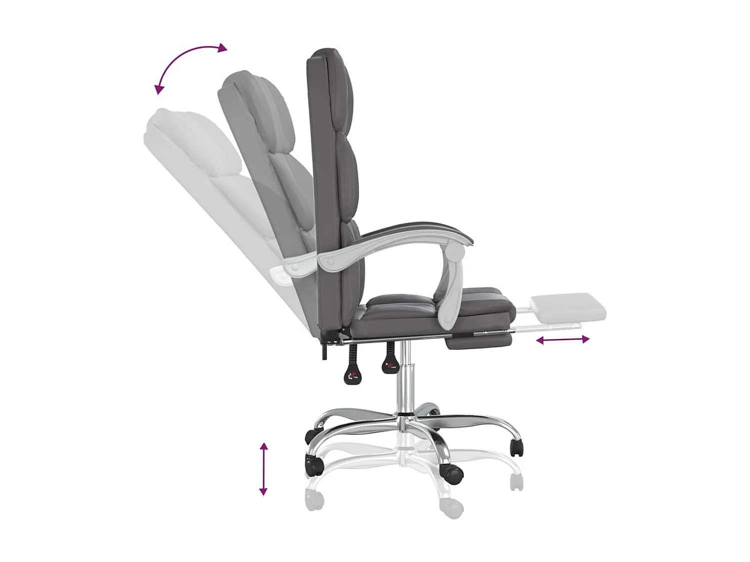Fauteuil inclinable de bureau Gris Similicuir