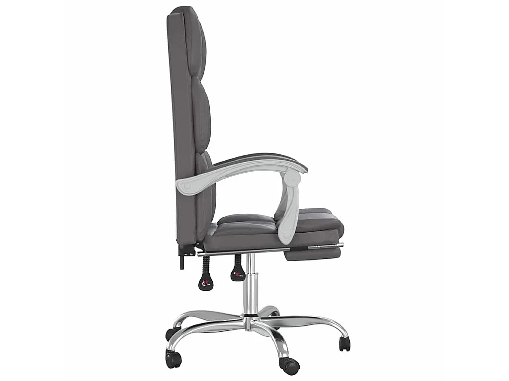 Cadeira de escritório reclinável couro artificial cinzento