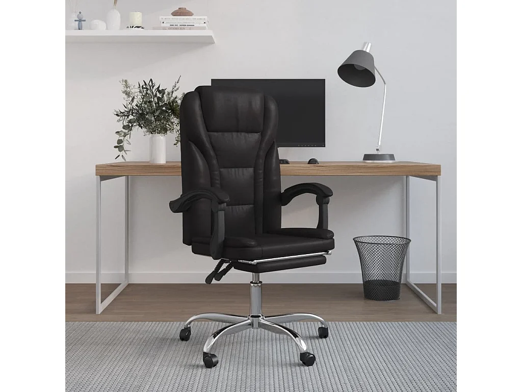 Bürostuhl mit Liegefunktion Schwarz Kunstleder