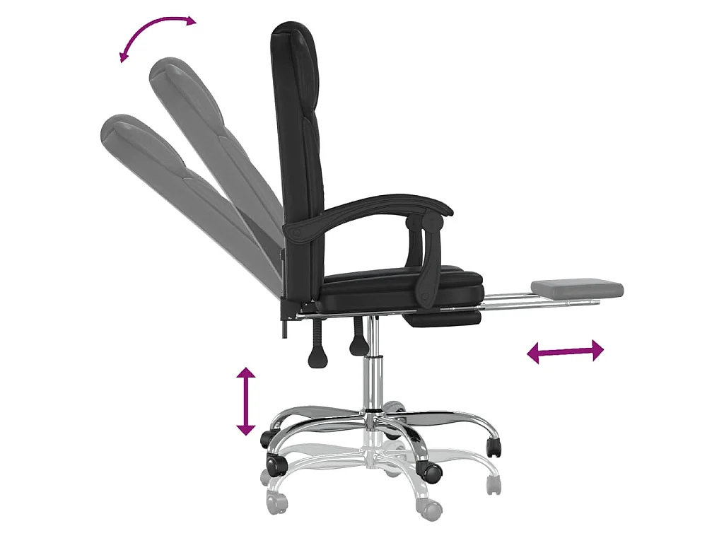 Bürostuhl mit Liegefunktion Schwarz Kunstleder
