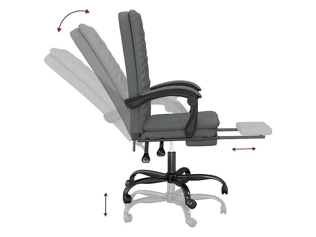 Fauteuil inclinable de bureau Gris foncé Tissu