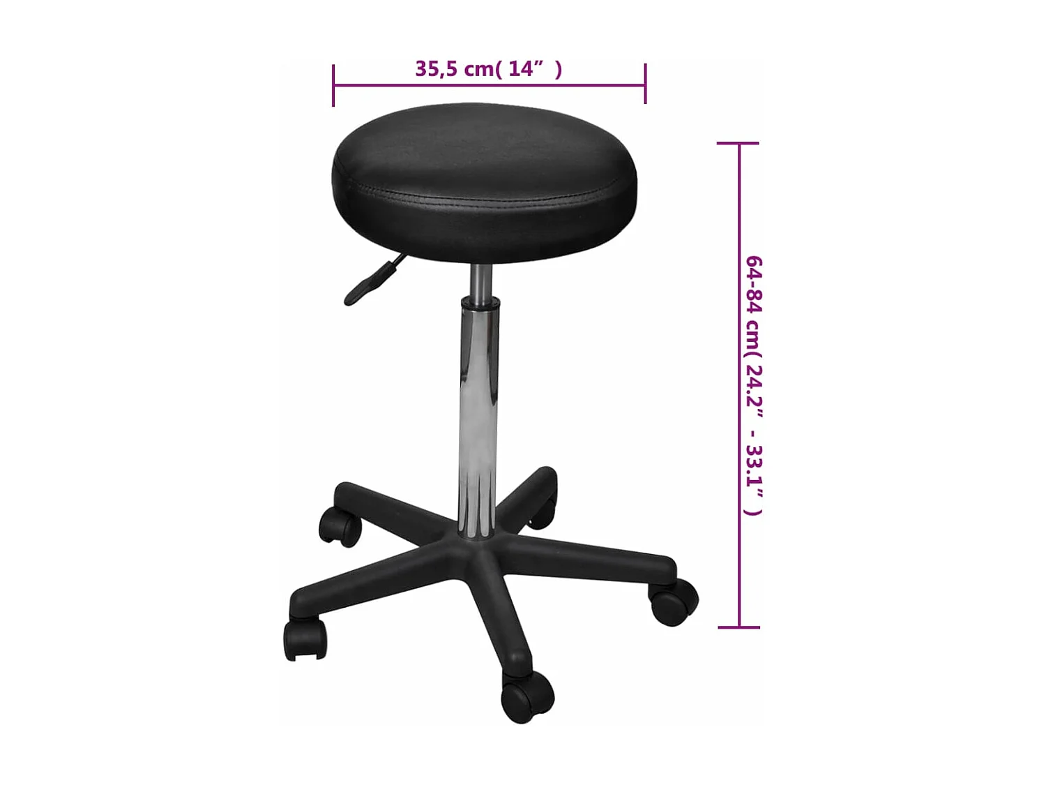 Bürohocker 2 Stk. Schwarz 35,5x84 cm Kunstleder