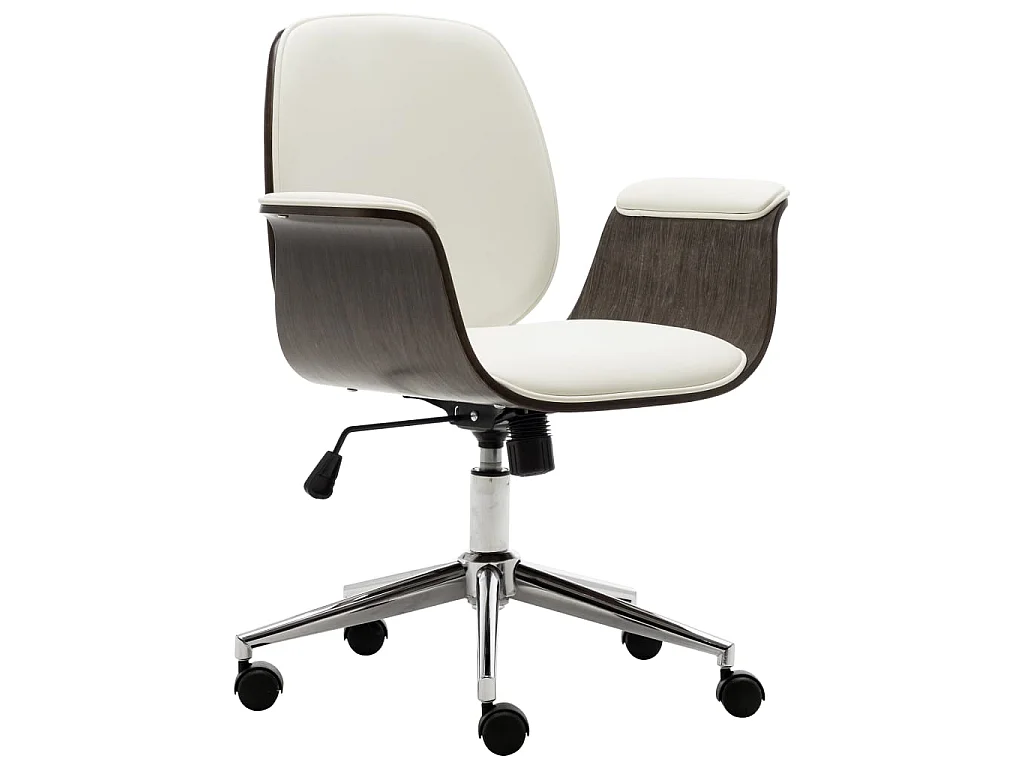 Bürostuhl Weiß Bugholz und Kunstleder