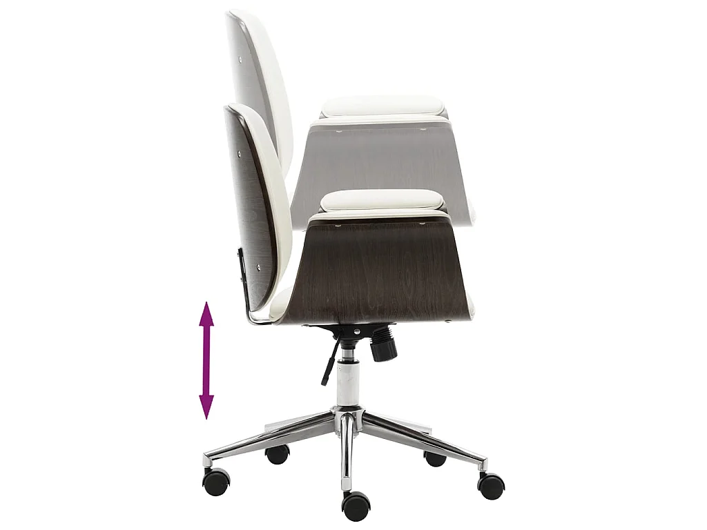 Bürostuhl Weiß Bugholz und Kunstleder