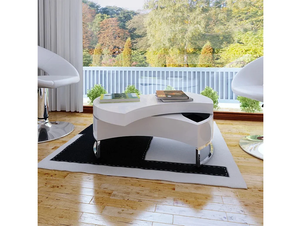 Table basse à forme réglable blanc brillant