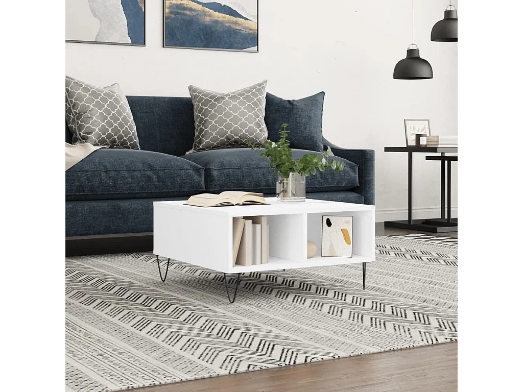 Table basse blanc 60x60x30 cm bois d'ingénierie