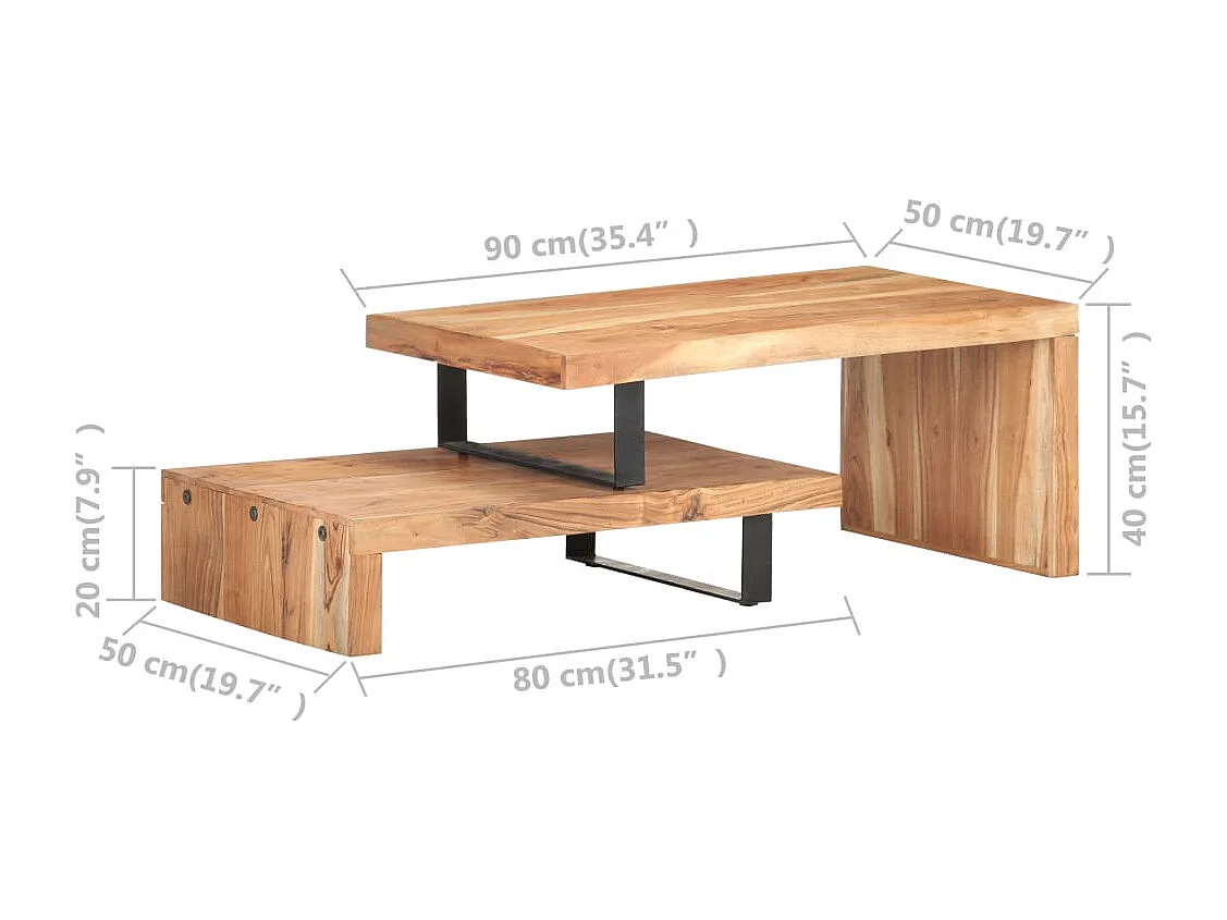 Ensemble de 2 tables basses Bois d'acacia massif
