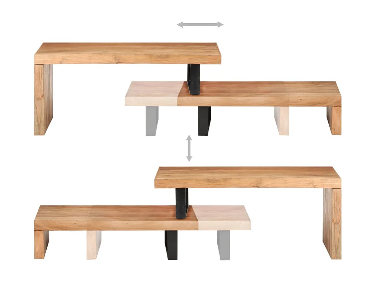 Ensemble de 2 tables basses Bois d'acacia massif