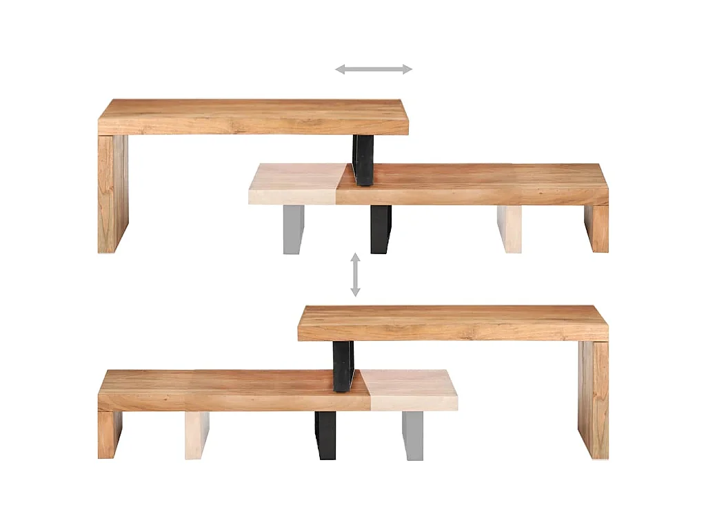 Set Tavolini da Salotto 2 pz in Legno Massello di Acacia