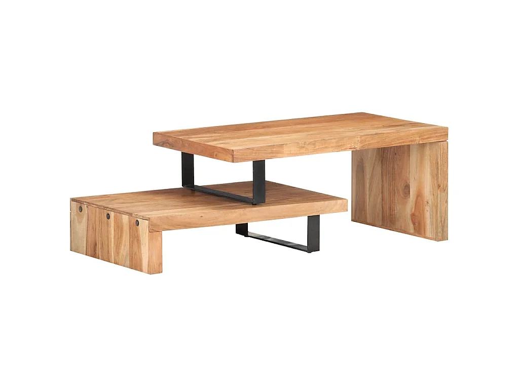 Set Tavolini da Salotto 2 pz in Legno Massello di Acacia