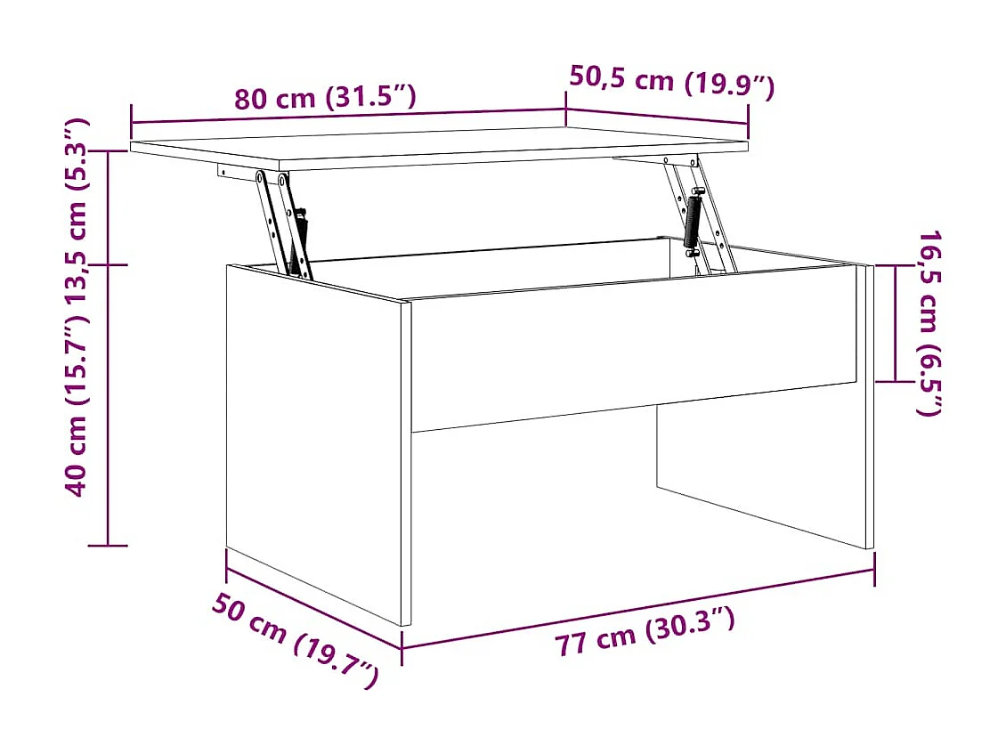 Table basse noir 80x50,5x41,5 cm bois d'ingénierie