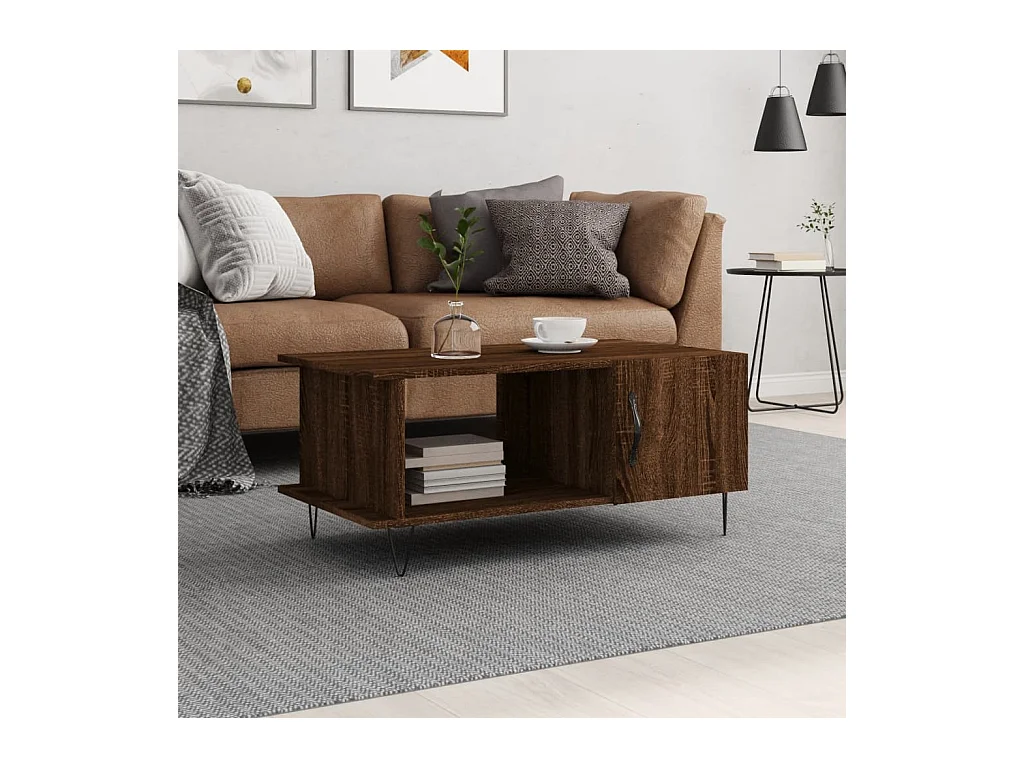 Table basse chêne marron 90x50x40 cm bois d'ingénierie