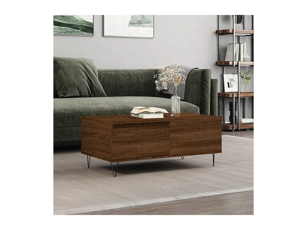 Table basse Chêne marron 90x50x36,5 cm Bois d'ingénierie