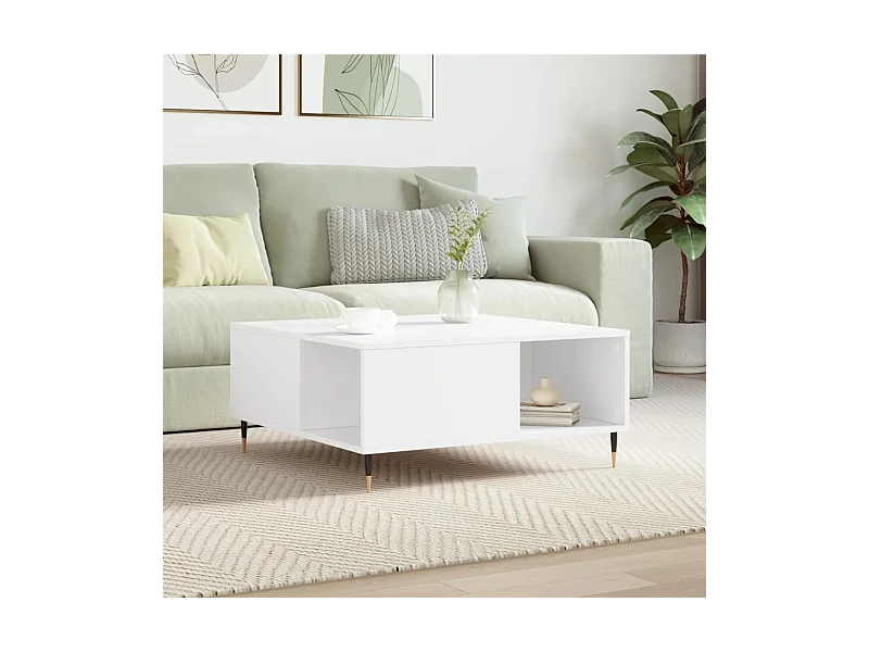 Table basse blanc 80x80x36,5 cm bois d'ingénierie