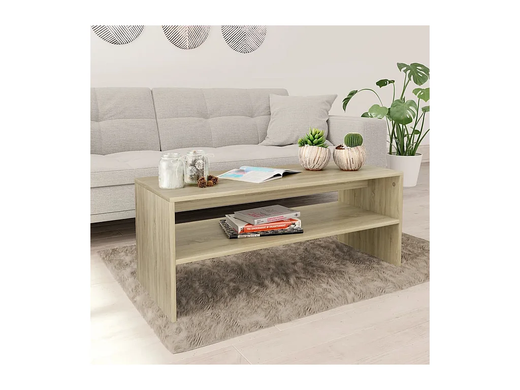 Salontafel 100x40x40 cm bewerkt hout sonoma eikenkleurig