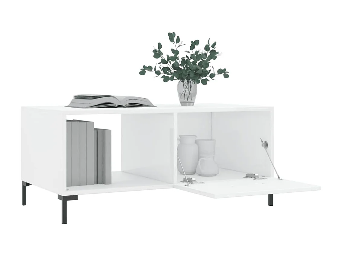 Table basse Blanc brillant 90x50x40 cm Bois d'ingénierie