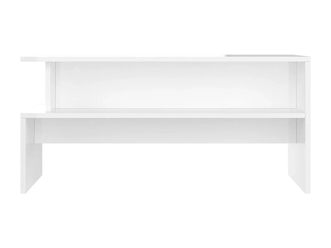 Table basse blanc brillant 90x55x42,5 cm bois d'ingénierie