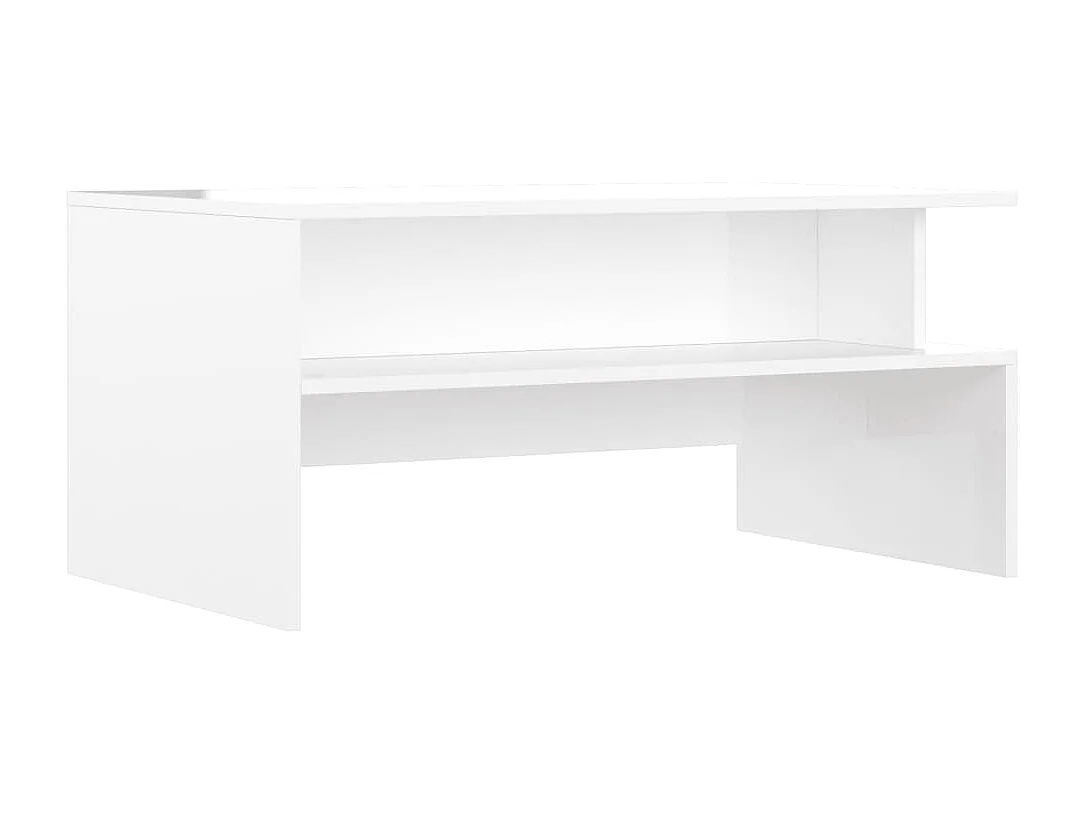 Table basse blanc brillant 90x55x42,5 cm bois d'ingénierie