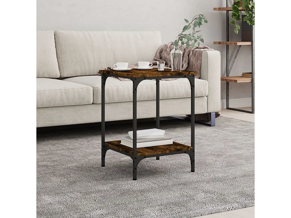 Tavolino da Salotto Rovere Fumo 40x40x55 cm Legno Multistrato